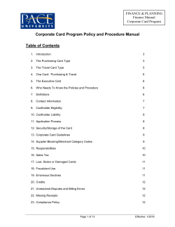 Corporate Card Program Policy Procedure Manual
