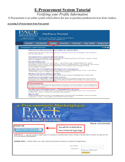 New - E-Procurement Profile Setup