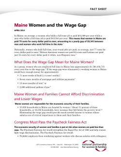 Maine Women and the Wage Gap
