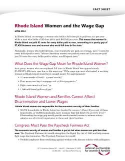 Rhode Island Women and the Wage Gap