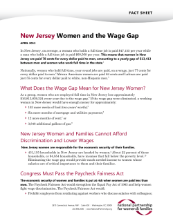 New Jersey Women and the Wage Gap