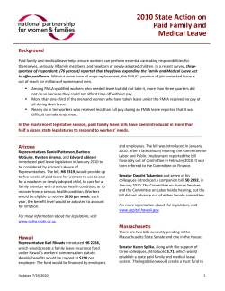2010 State Action on Paid Family and Medical Leave