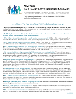 New York Paid Family Leave Insurance Act Fact Sheet