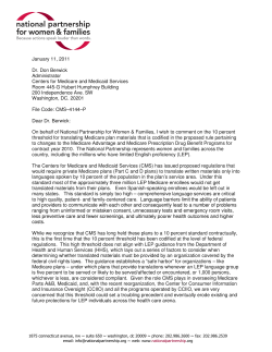 Comments on the Translation Threshold for Medicare Advantage and Medicare Prescription Drug Plans (January 2011)