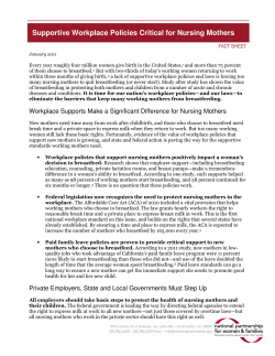 Supportive Workplace Policies Are Critical for Nursing Mothers (Fact Sheet)