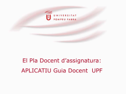 El Pla Docent d'assignatura: Aplicatiu Guia Docent UPF
