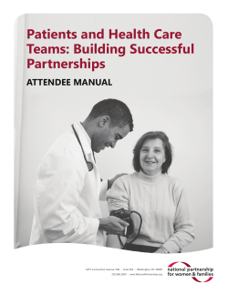 Patients and Health Care Teams: Building Successful Partnerships - Attendee Manual
