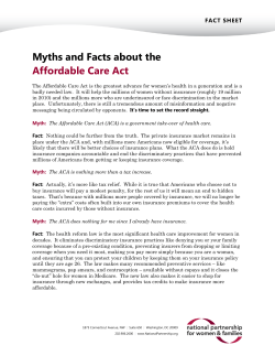 Myths and Facts about the Affordable Care Act