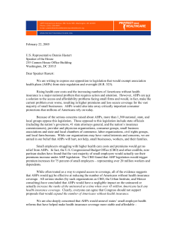 Protect Your Healthcare Letter Opposing H.R. 525