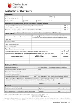 Application for Study Leave Professional/General Staff