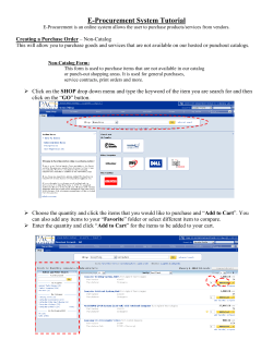 E-Procurement - Creating a Non-Catalog Purchase Order