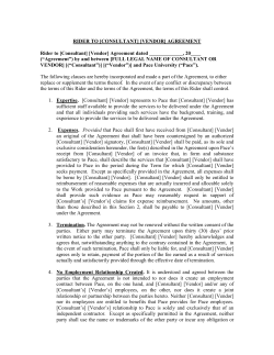 Consultant/Vendor Services Agreement Rider