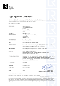 Lloyds Register HFVM Marine Certification