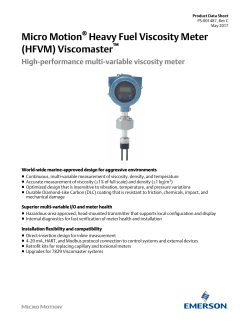 ​ Heavy Fuel Viscosity Meter (HFVM) Viscomaster Product Data Sheet