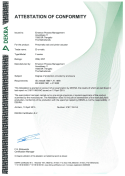 IP66/67 IEC60529:2001 Attestation of Conformity EL-O-Matic F-Series