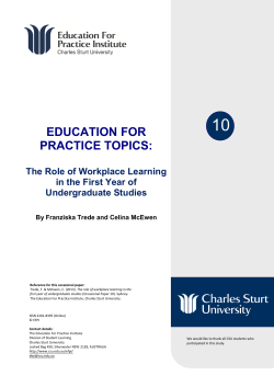 The role of workplace learning in the first year of undergraduate studies