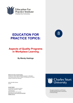 Aspects of quality programs in Workplace Learning