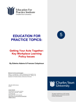 Getting your Acts together: Key workplace learning policy issues