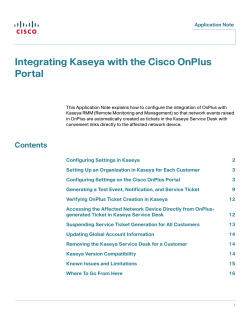 Kaseya Integration with Cisco OnPlus