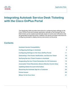 Integrating Autotask Service Desk Ticketing with the Cisco OnPlus Portal