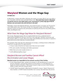 Maryland Women and the Wage Gap