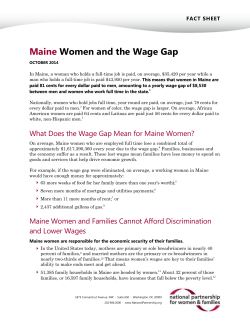 Maine Women and the Wage Gap