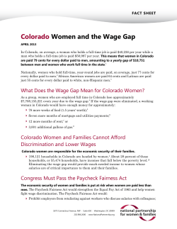 Colorado Women and the Wage Gap
