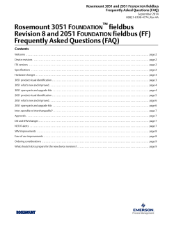 Frequently Asked Questions (FAQ): Rosemount 3051 FOUNDATION&trade; fieldbus Revision 8 and 2051 FOUNDATION fieldbus (FF) Frequently Asked Questions (FAQ)