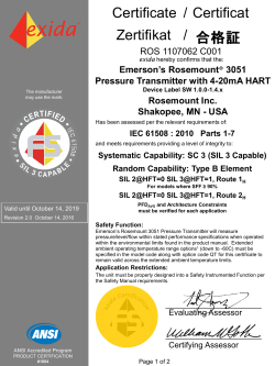 FMEDA Certificate: Enhanced Rosemount 3051