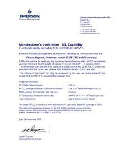 SIL Declaration (IEC 61508/IEC 61511): Electro Magnetic flowmeter, model 8732E (AC and DC version)