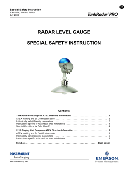 TankRadar Pro Special Safety Instruction