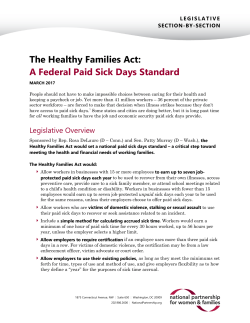 The Healthy Families Act: A Section-by-Section Summary