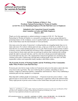 Paid Sick Days Testimony - March 1, 2011