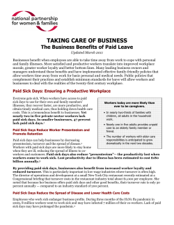 Taking Care of Business: The Business Benefits of Paid Leave