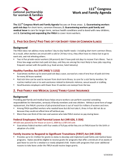 111th Congress: Work and Family Agenda