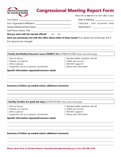 Congressional Meeting Report Form on HFA and FAMILY Act