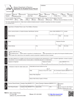Application for Disabled Person Placard
