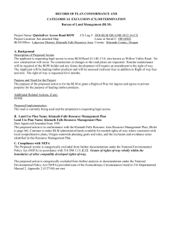 Quicksilver Access Road ROW Categorical Exclusion