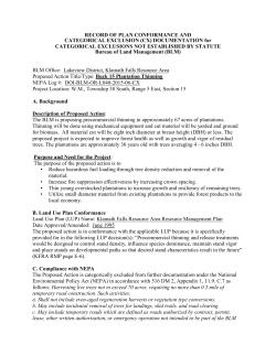 Buck 15 Plantation Thinning Categorical Exclusion