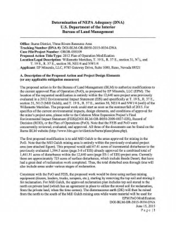 Determination of NEPA Adequacy