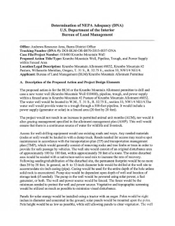 Determination of NEPA Adequacy