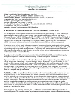 Determination of NEPA Adequacy
