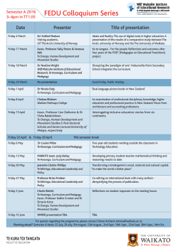 Colloquium Series Semester A Schedule
