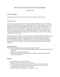 Ethics the Good Life in South Asian Religions