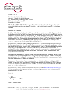 Comments Related to Health Insurance Exchanges (October 2010)