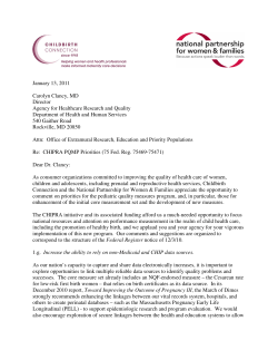 Comments on Priorities for Pediatric Quality Measures (January 2011)