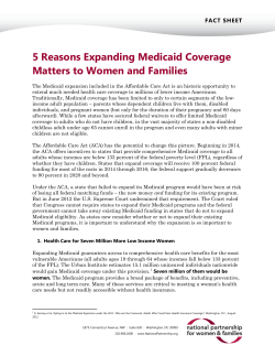 5 Reasons Expanding Medicaid Coverage Matters to Women and Families