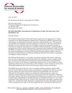 National Partnership Comments on Wellness Regulations Under the Americans with Disabilities Act