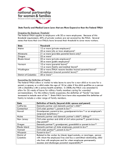 State Family Leave Laws that are more comprehensive than the FMLA