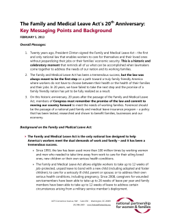 FMLA 20th Anniversary: Key Messaging Points and Background